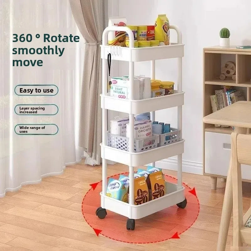 Multi-functional Kitchen Storage Shelf, Mobile Trolley, Floor-standing Multi-layer Storage Rack,for Snacks,Fruits and Vegetables