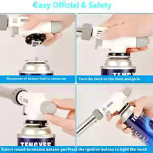 Adjustable Flame Butane Torch With Inverted Design - Portable Camping BBQ Welding Tool, Safe Gas Control for Cooking & Heating
