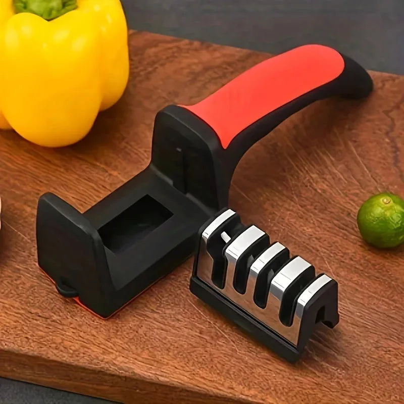 3/4 Segment Knife Sharpener Kitchen Multifunctional Handheld Fast Sharpening Stone Three-stage Cutting Knife Kitchen Supplies