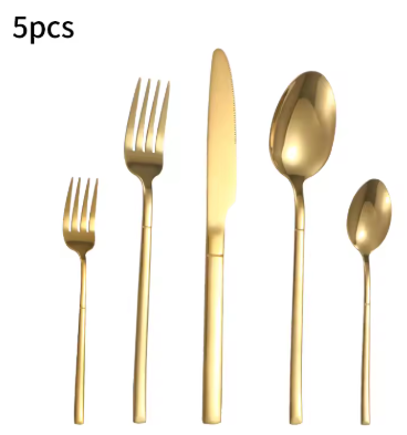 6/30pcs Stainless steel cutlery set, high-end steak knife, fork, dessert spoon, suitable for restaurant banquets parties