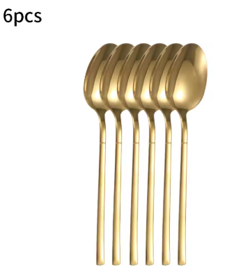 6/30pcs Stainless steel cutlery set, high-end steak knife, fork, dessert spoon, suitable for restaurant banquets parties