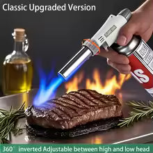 Adjustable Flame Butane Torch With Inverted Design - Portable Camping BBQ Welding Tool, Safe Gas Control for Cooking & Heating