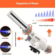 Adjustable Flame Butane Torch With Inverted Design - Portable Camping BBQ Welding Tool, Safe Gas Control for Cooking & Heating