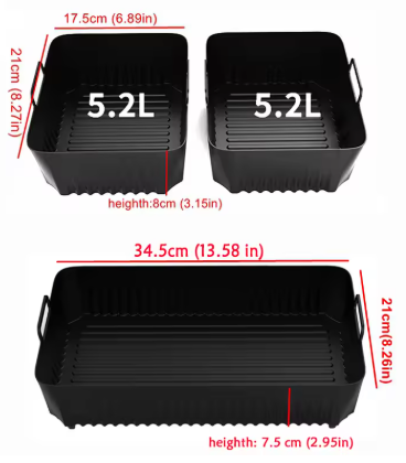 Hot Rectangle Air Fryer Silicone Liners for Ninja DZ071/AF500UK Air Fryer Basket Replacement Dishwasher Safe Air Fryer Liners