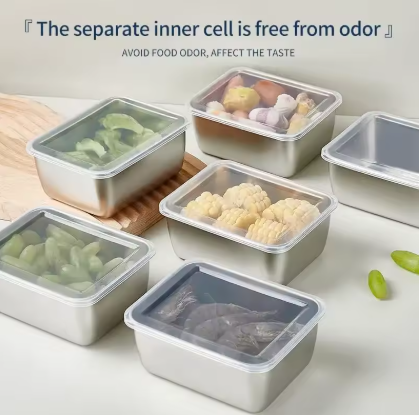 Stainless Steel Food Storage Container with Lid - Airtight Fresh-Keep Box for Fridge | Small Thickened Kitchen Organizer