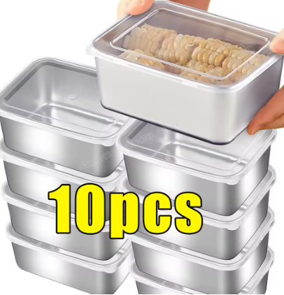 Stainless Steel Food Storage Container with Lid - Airtight Fresh-Keep Box for Fridge | Small Thickened Kitchen Organizer