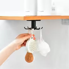 ABS Kitchen Hook Organizer Punch-free Multi-Purpose Hooks 360 Degree Rotatable Kitchen Hook Home storage Cabinet Rack